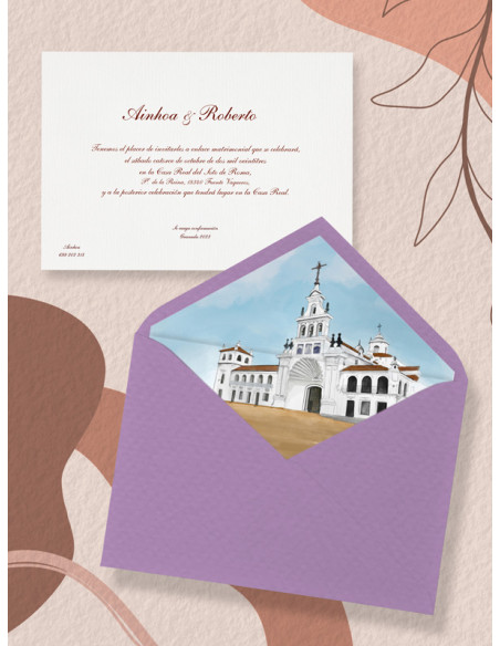 Invitaciones boda acuarela Hdad. del Rocío