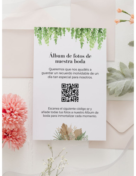 Tarjetas de fotos Boda álbum google modelo Helecho Boho