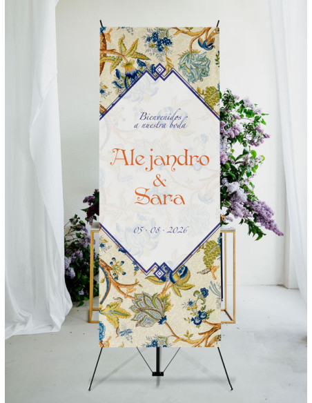 Banners de Bienvenida Bodas modelo Bordado