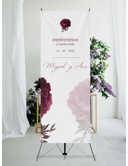 Banners de Bienvenida Bodas modelo Rosa Botánica