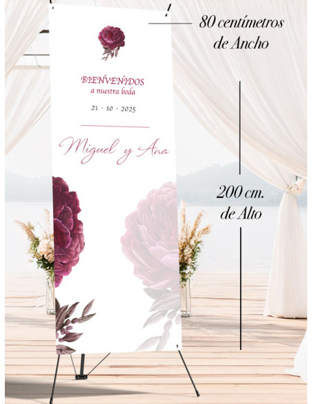Banners de Bienvenida Bodas modelo Rosa Botánica