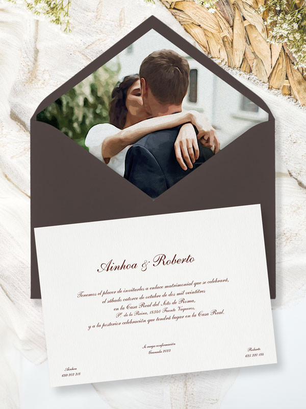 Invitaciones boda acuarela con Foto...