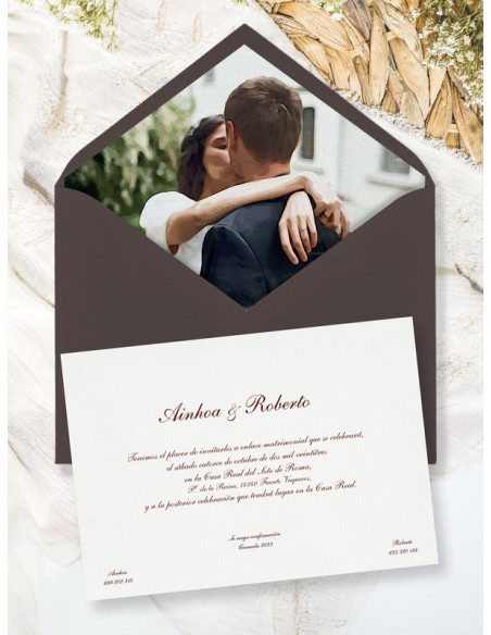 Invitaciones boda acuarela con Foto novios