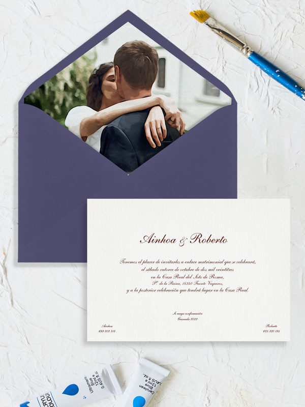Invitaciones boda acuarela con Foto...