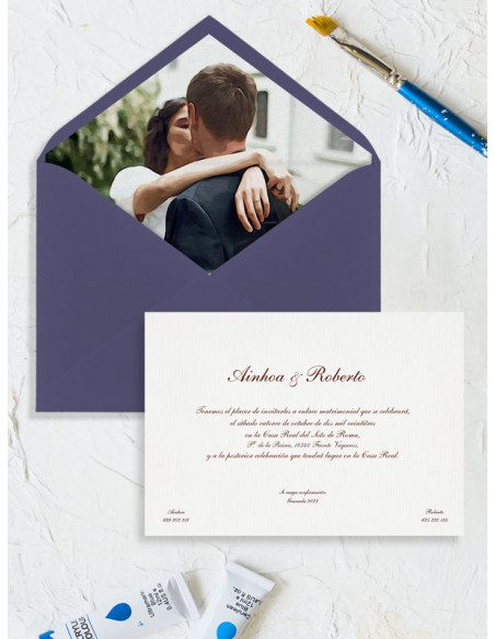 Invitaciones boda acuarela con Foto novios