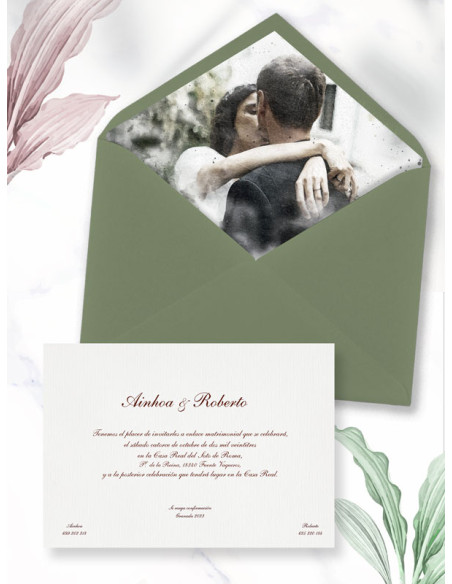 Invitaciones boda acuarela con Foto novios