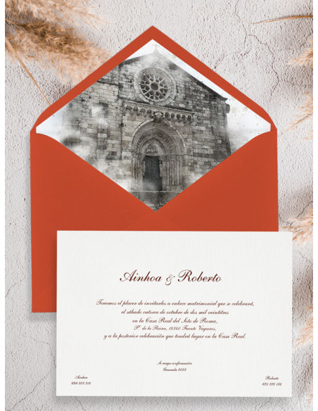 Invitaciones boda acuarela Iglesia de Santiago