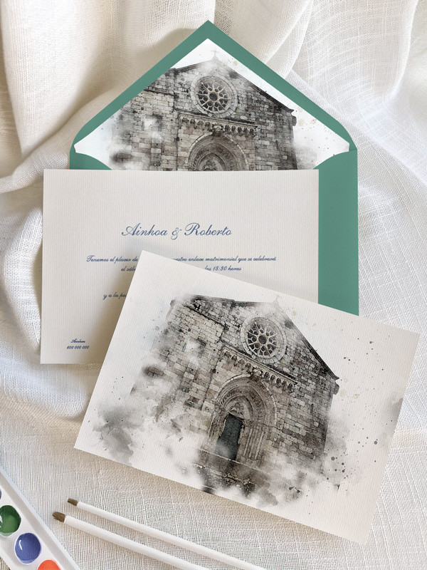 Invitaciones boda acuarela Iglesia de...
