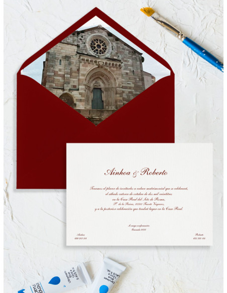 Invitaciones boda acuarela Iglesia de Santiago