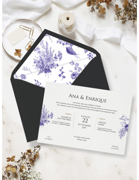 Invitación boda barata estilo barroco