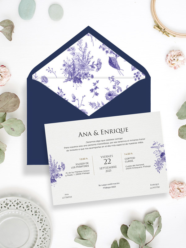 Invitación boda barata bouquet vintage