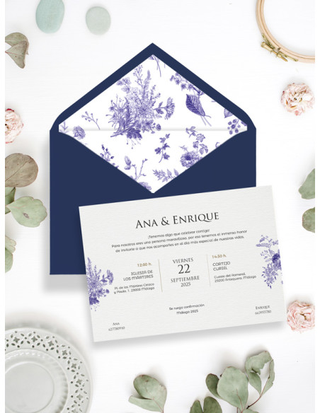Invitación boda barata bouquet vintage