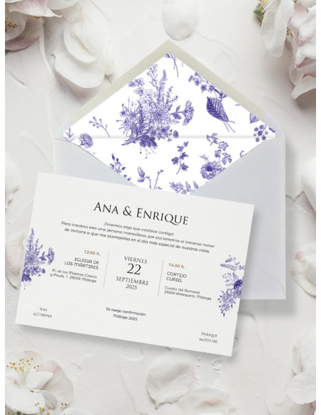Invitación boda barata bouquet exclusiva