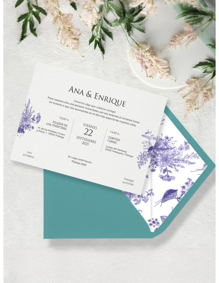 Invitación boda barata bouquet