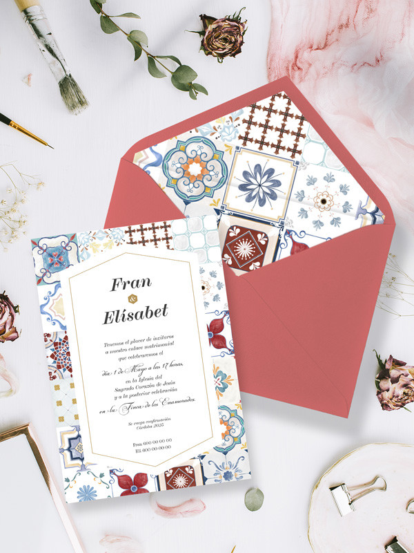 invitaciones de boda especiales originales azulejos