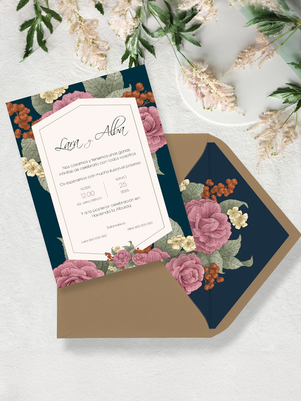 invitaciones boda económicas flores