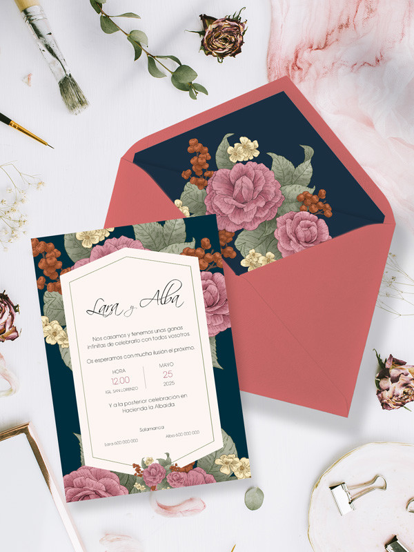 invitaciones de papel florales originales