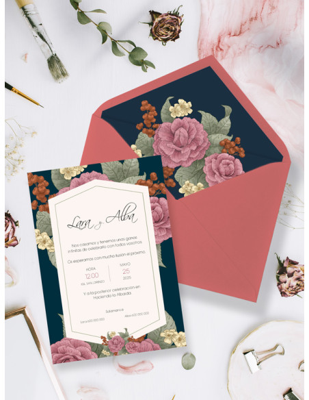 invitaciones de papel florales originales