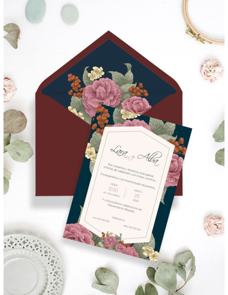invitaciones de boda económicas con flores