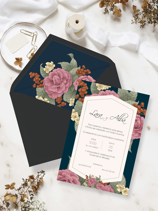 invitación boda flores barata