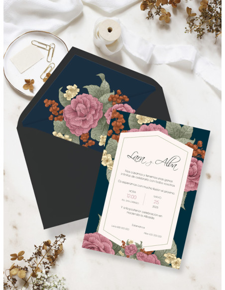 invitación boda flores barata