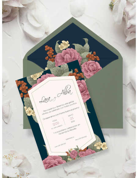 invitaciones de boda con flores personalizadas bonitas