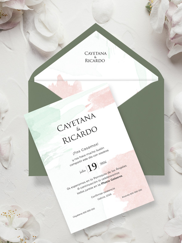 invitaciones de boda original acuarela