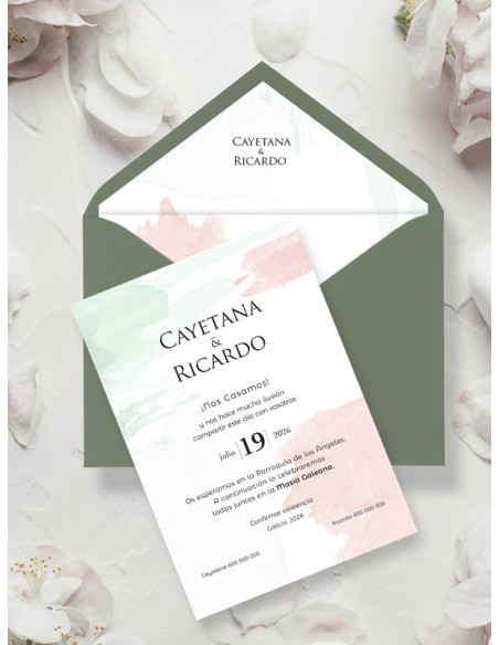 invitaciones de boda original acuarela