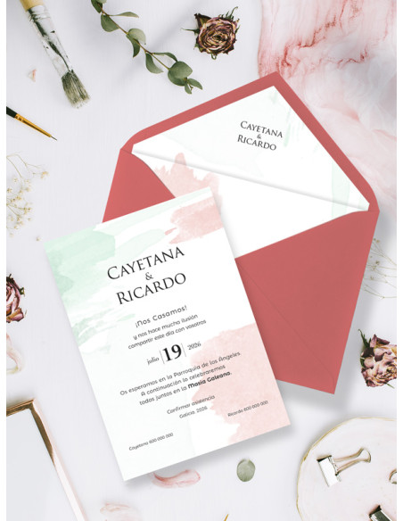 invitaciones de boda pintada acuarela