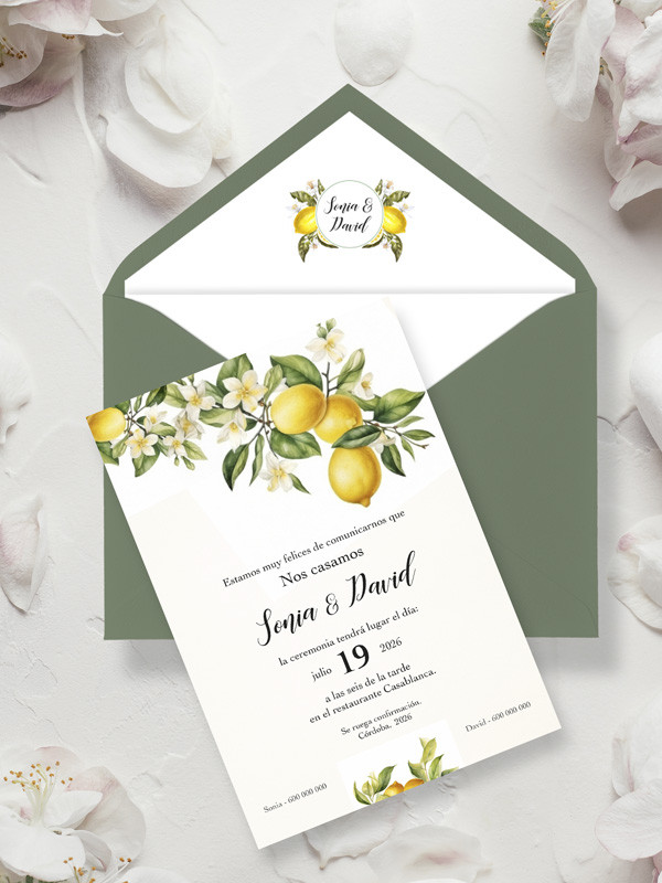 invitaciones de boda limones diseño exclusivo original