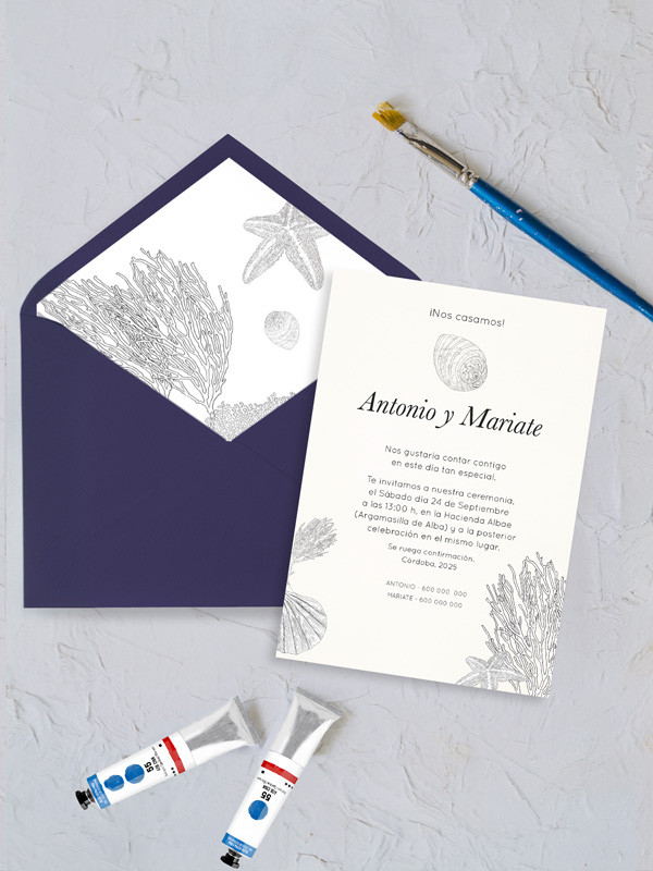 invitaciones de boda coral minimalista elegante