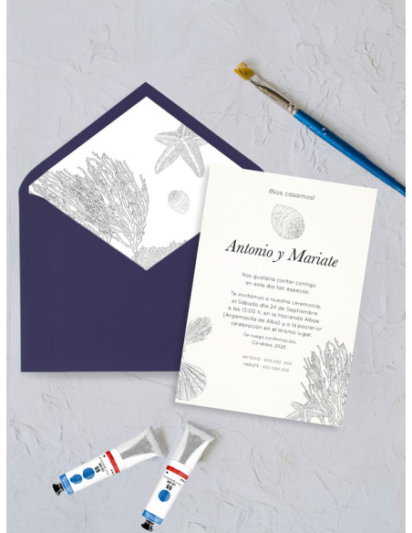 invitaciones de boda coral minimalista elegante