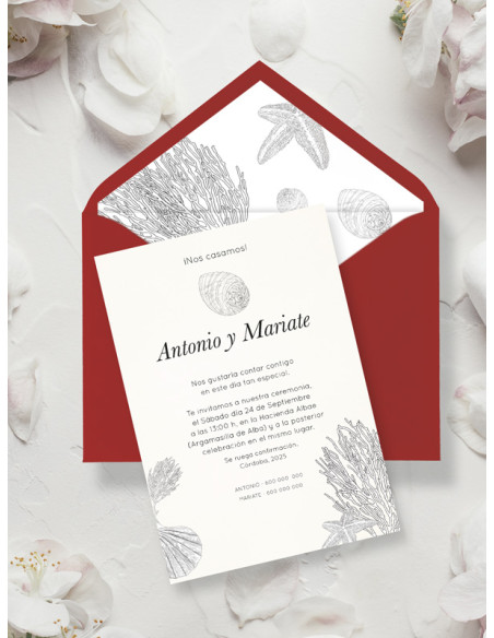 invitaciones de boda coral económicas