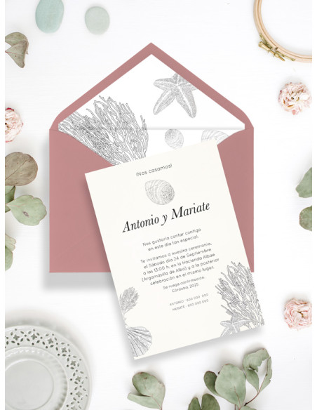 invitaciones de boda coral baratas