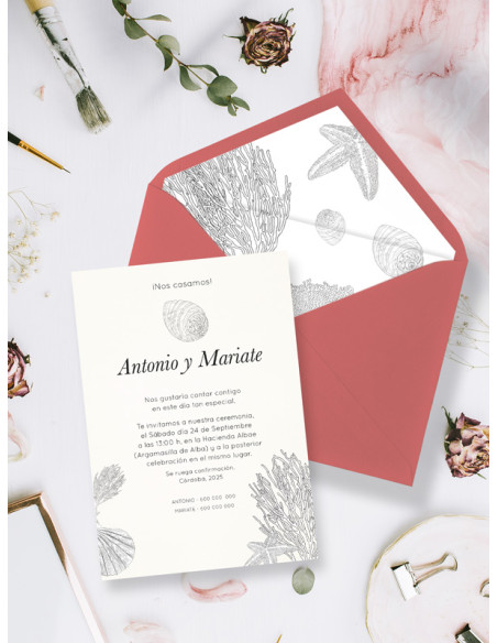 invitaciones de boda coral bonitas