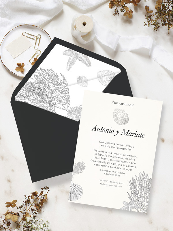invitaciones de boda coral diseño personalizado