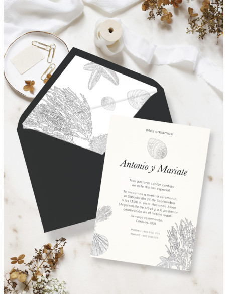 invitaciones de boda coral diseño personalizado