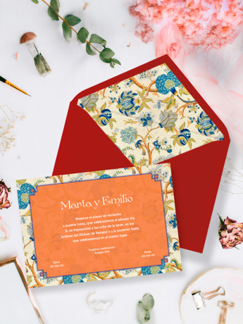 Invitacion boda papel fondo china