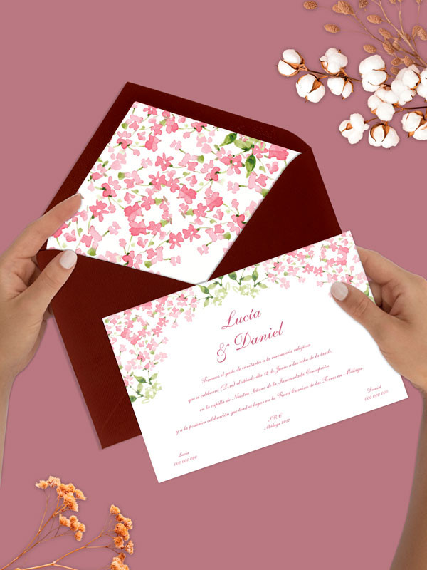 Invitacion boda papel flor alheli