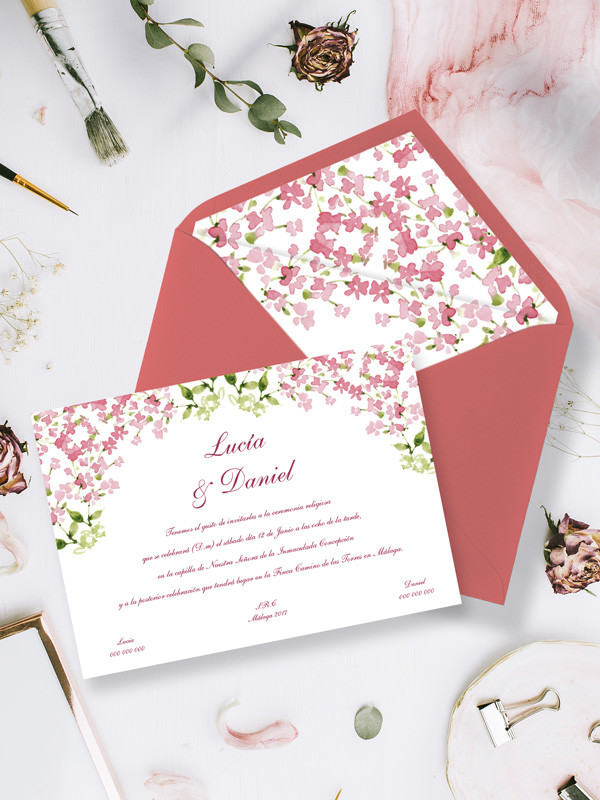 Invitacion boda papel flor alheli original