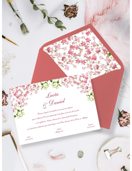 Invitacion boda papel flor alheli original