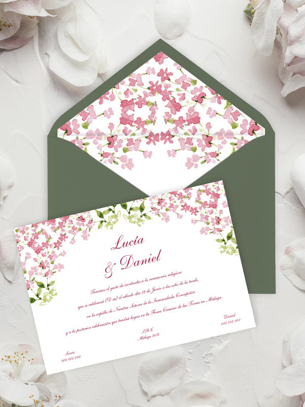 Invitacion boda papel flor alheli económicas