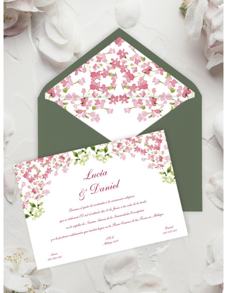 Invitacion boda papel flor alheli económicas