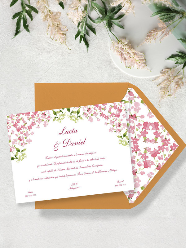 Invitacion boda papel flor alheli minimalista económica