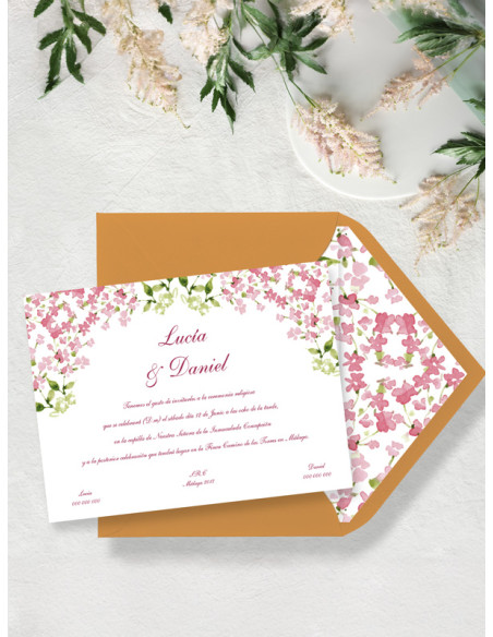 Invitacion boda papel flor alheli minimalista económica