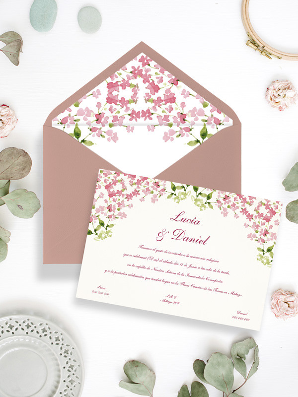 Invitacion boda papel flor alheli barata