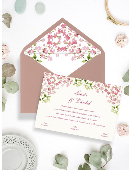 Invitacion boda papel flor alheli barata