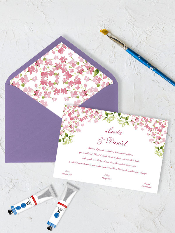 Invitacion boda papel flor alheli original