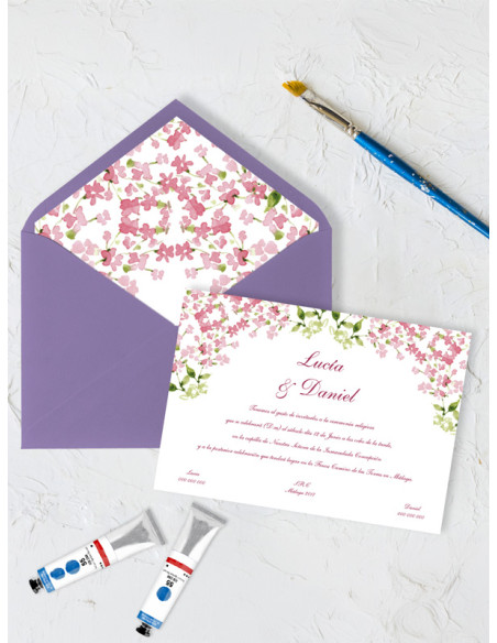 Invitacion boda papel flor alheli original