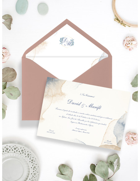 Invitación de boda elegante estilo acuarela
